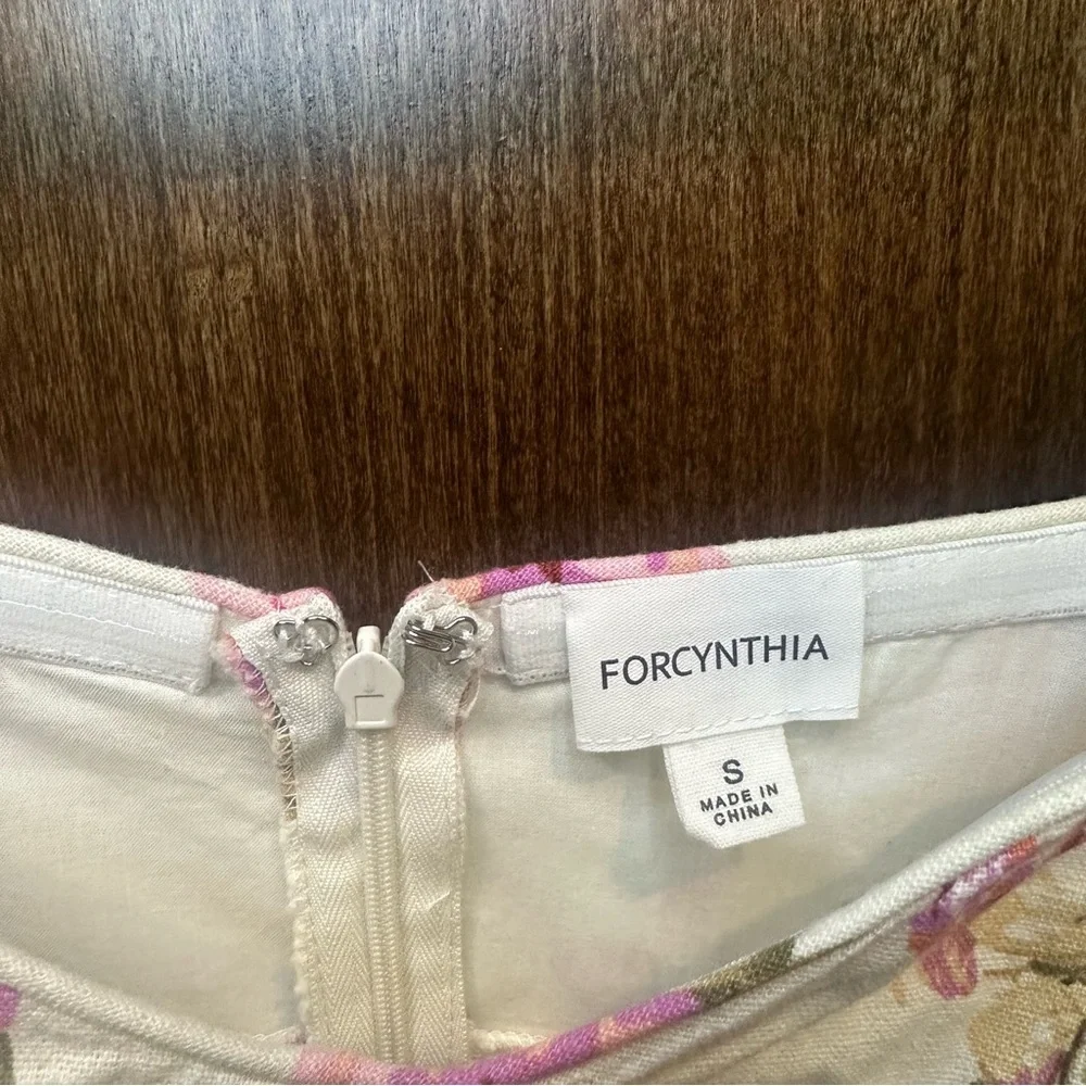 ForCynthia Floral Linen Blend Dress - Pink and white - Picture 4 of 7